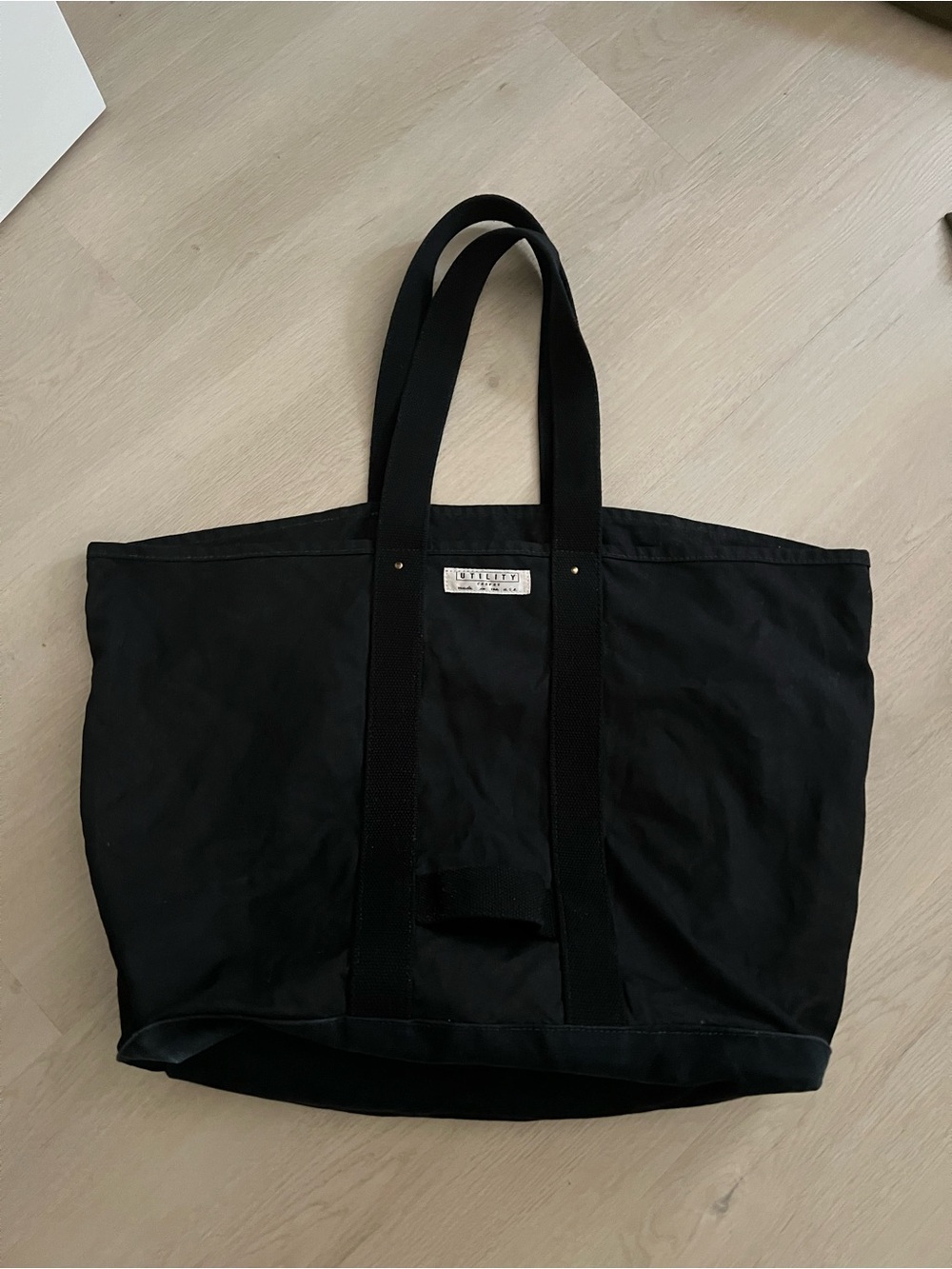 Utility Canvas Unisex Black Tote Bag